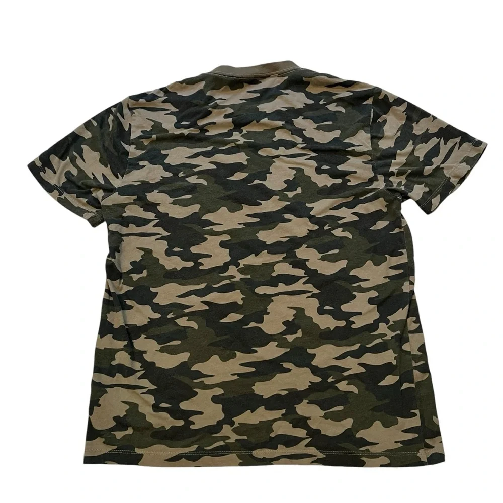 True Religion Mens Graphic Tee Camo Print White Logo Crew Neck, Sz XL